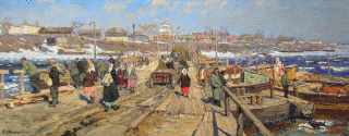  Пейзажи в живописи. Переправа через Костромку. Kostroma river